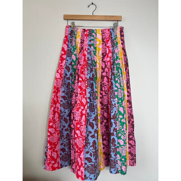 NEW Boden Valentina Poplin Fit and Flare Floral Print Midi Skirt Red Size: 4 - Picture 2 of 7